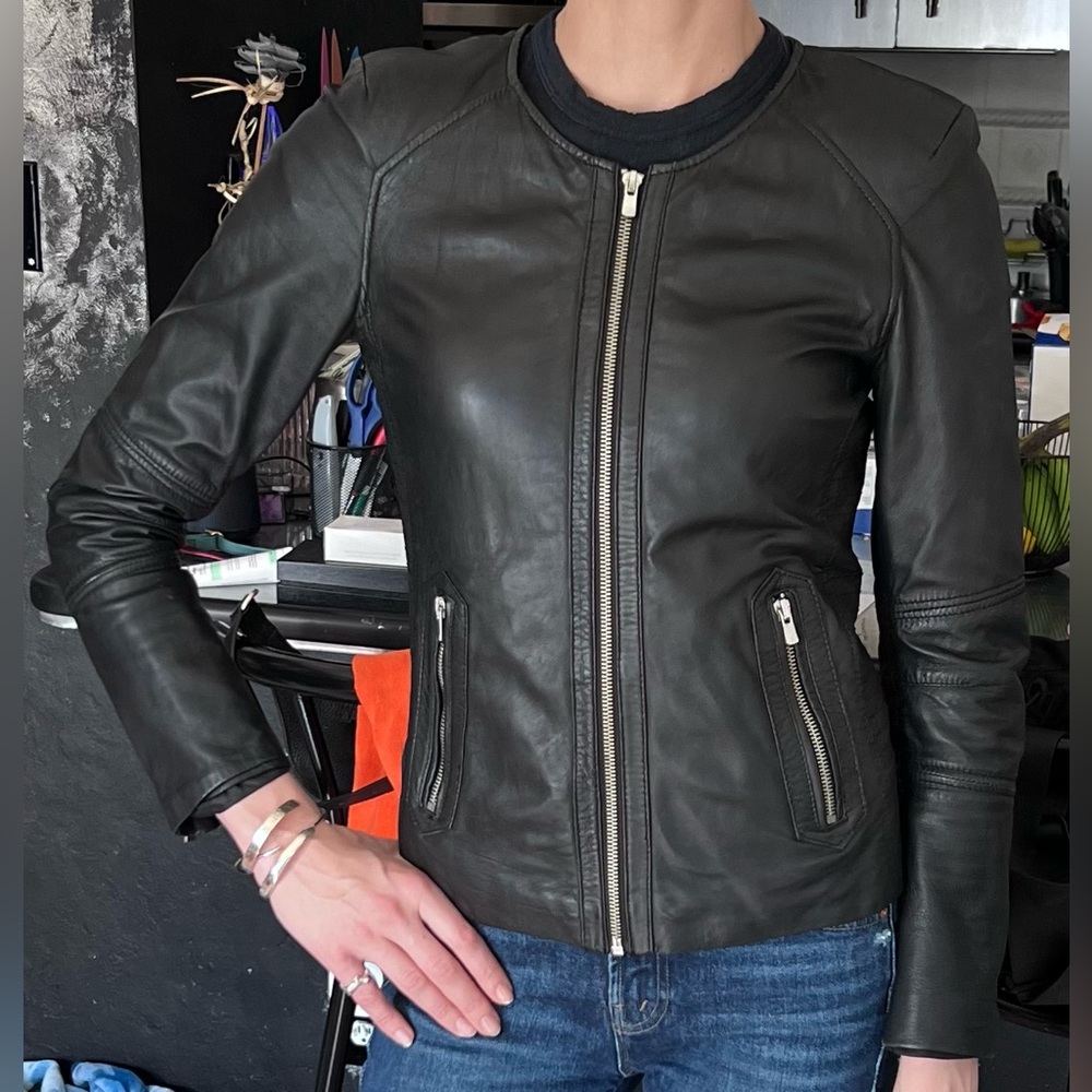 Mango Leather Jacket Size XS